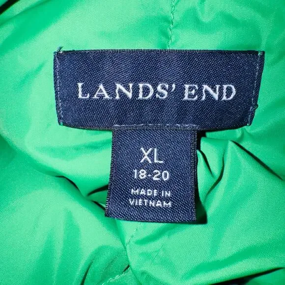 Lands End Y2K Women XL Size 18-20 Kelly Green Goosedown Quilted Puffer Vest Snap - Picture 6 of 8